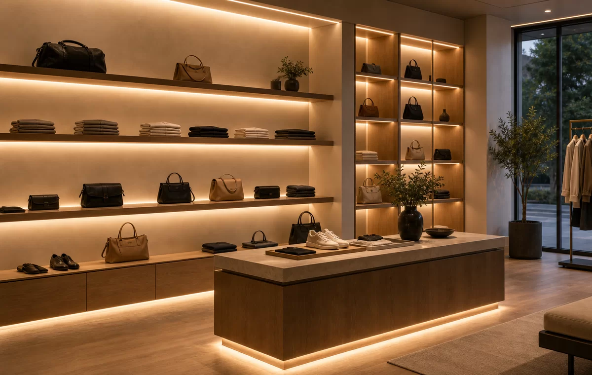 Retail shelf and display LED strip lighting